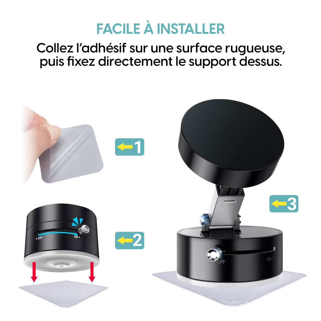 Mini Support Téléphone à Ventouse Magnétique – Double Face, Pliable et Ultra Stable !