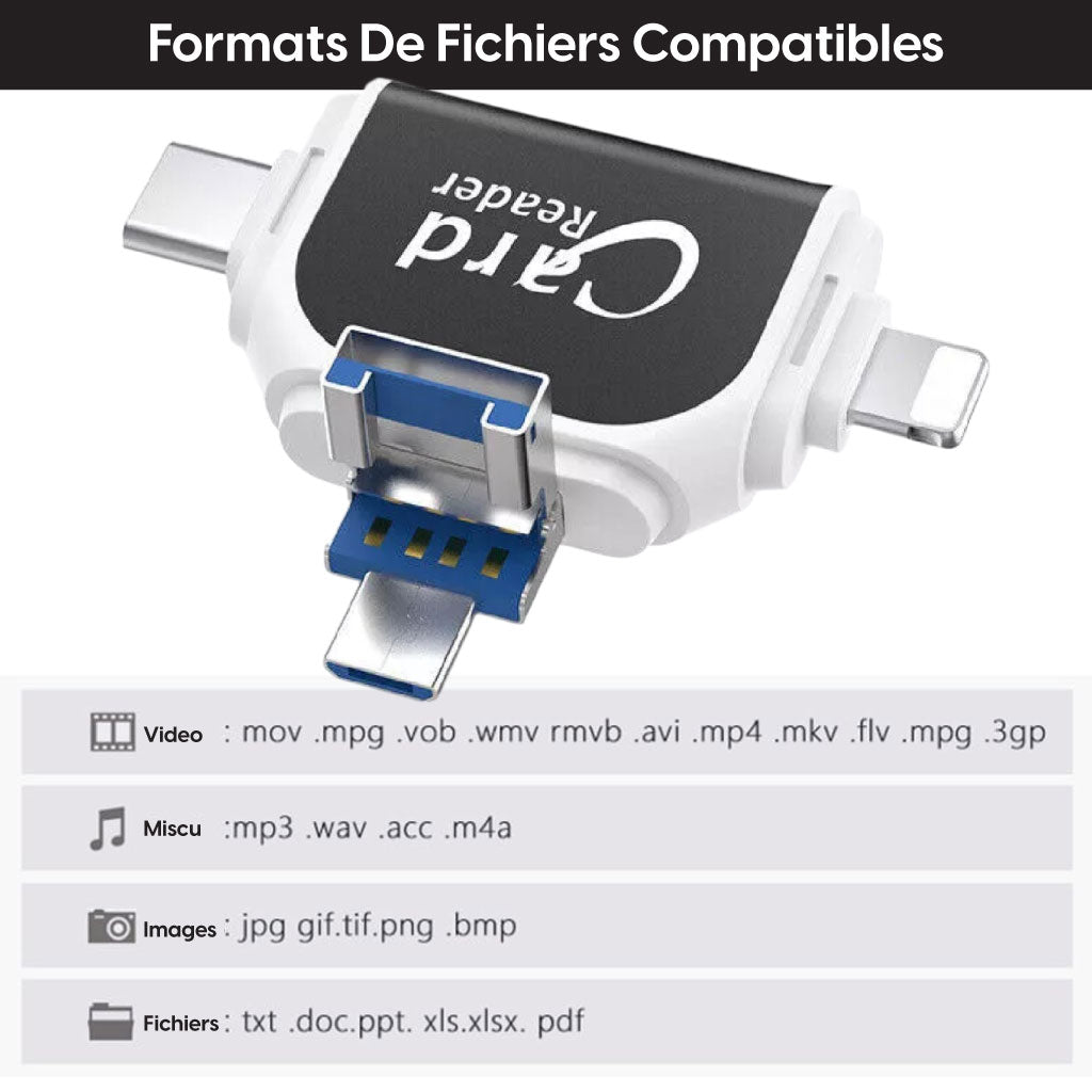 Lecteur de Carte SD TF 4-en-1 Universel
