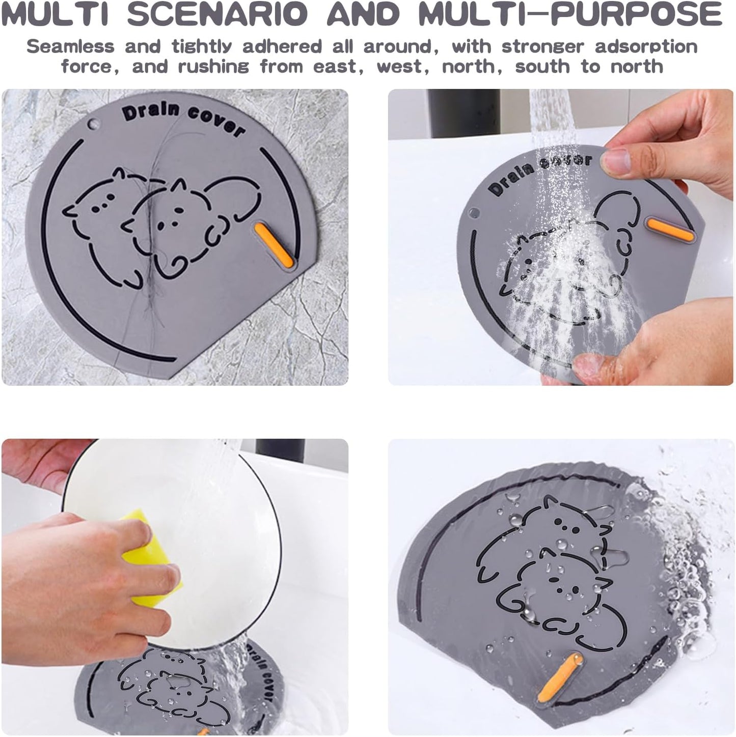 3 Couvercles de drain en silicone 15,5x14 cm