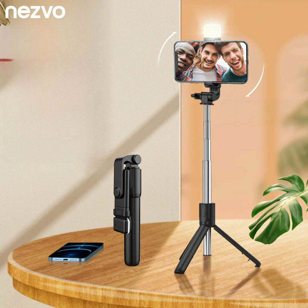 Perche Selfie avec Trépied et Lumière LED