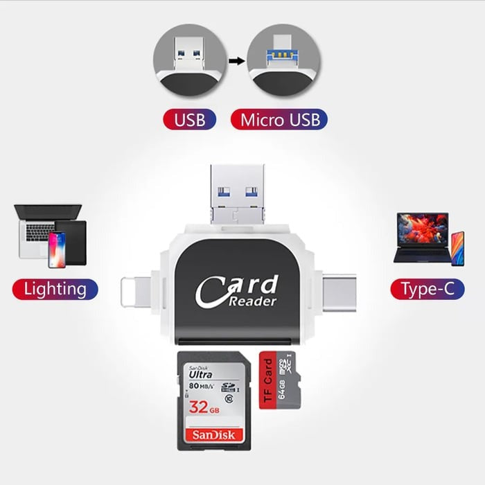 Lecteur de Carte SD TF 4-en-1 Universel