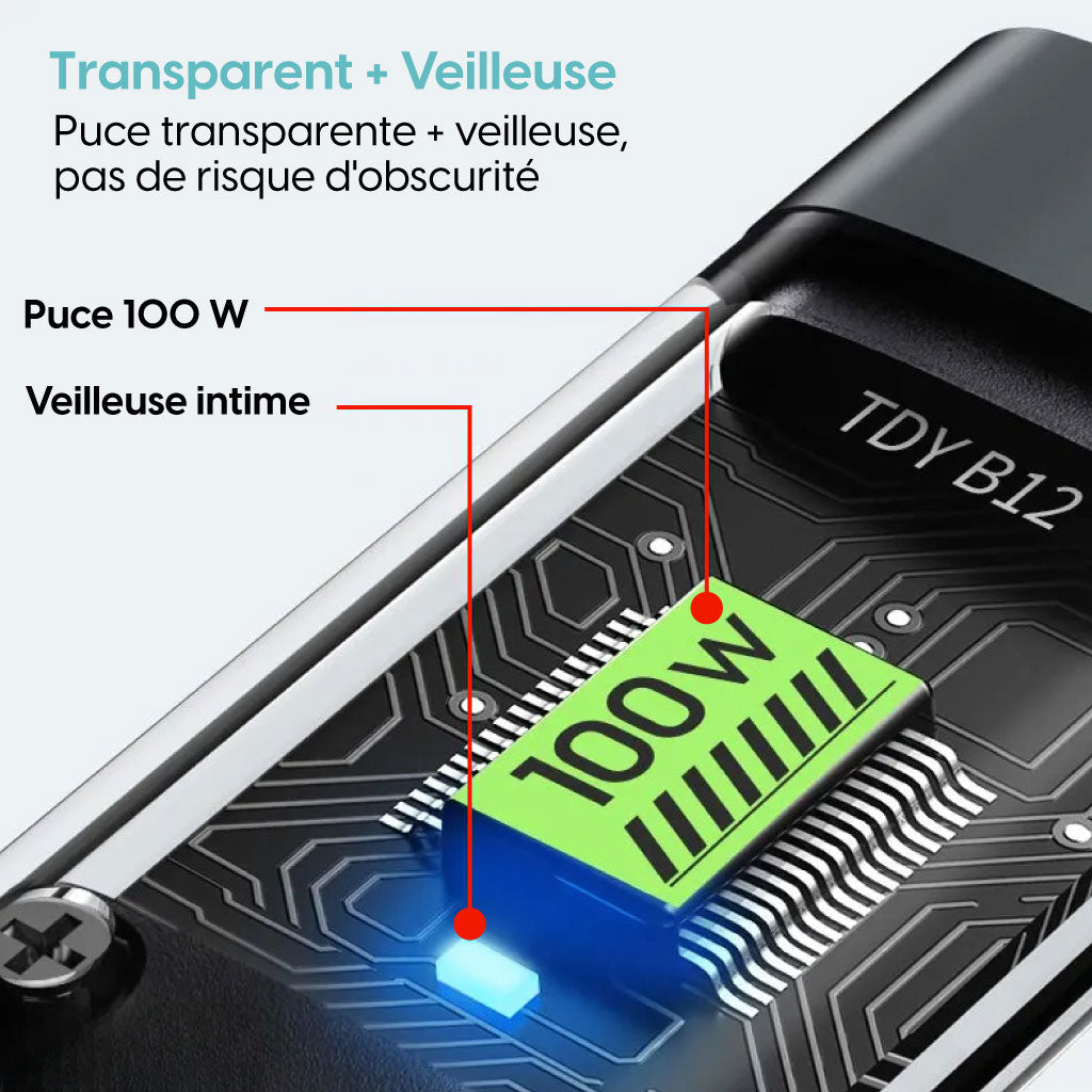 Câble de Charge 3-en-1 – Puissance 100W avec Écran LED