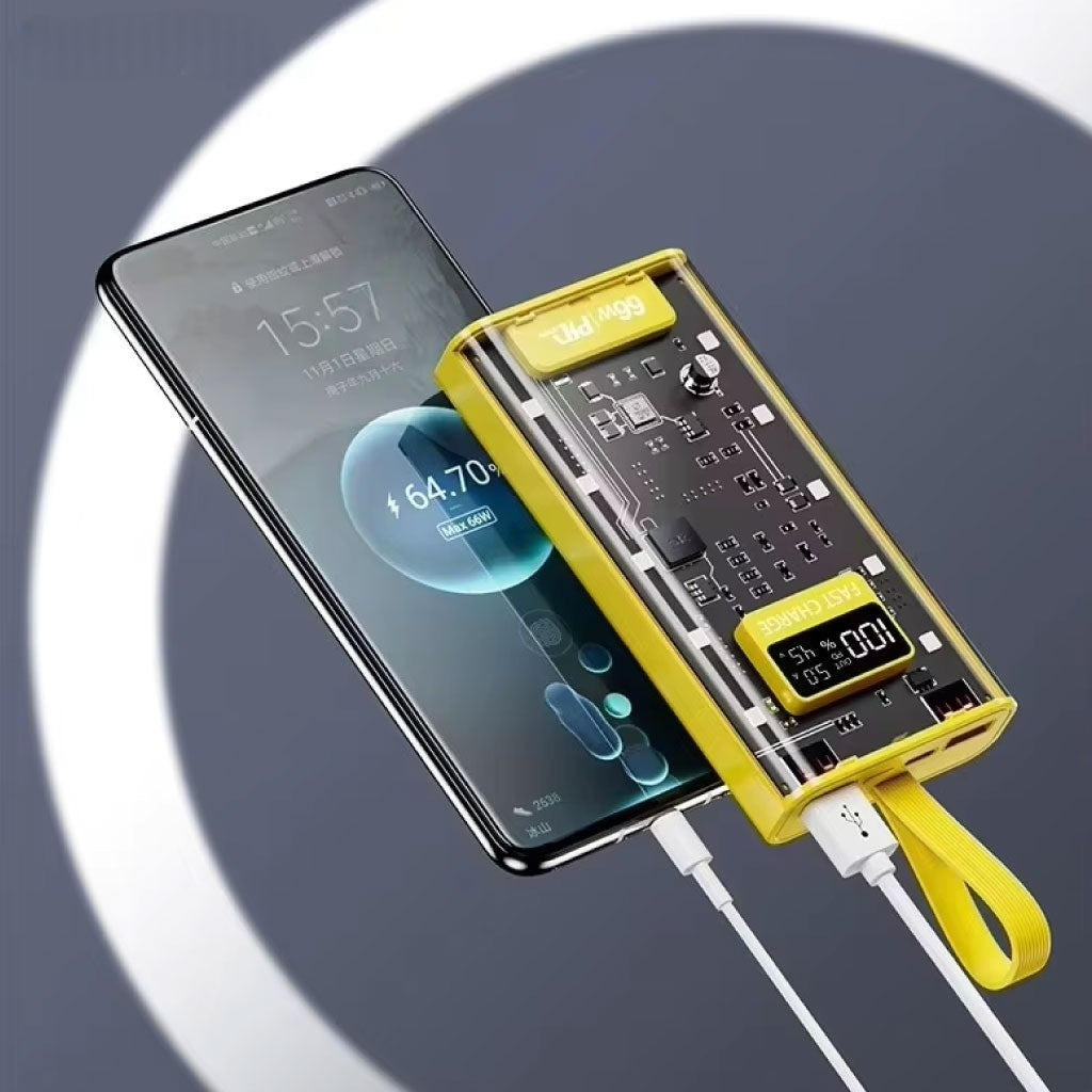 Power Bank Visible – Ultra Puissant avec 4 Câbles Intégrés